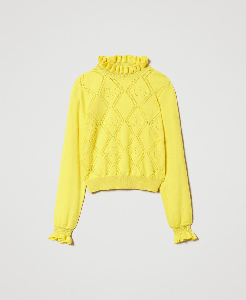 Pullover aus Wollmischung mit „Oval T“-Dessin Gelb Mädchen 232GJ3771_03394_0S