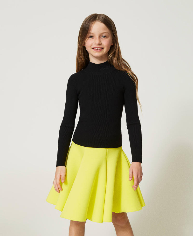 Ribbed turtleneck jumper Black Girl 232GJ390C_00006_01