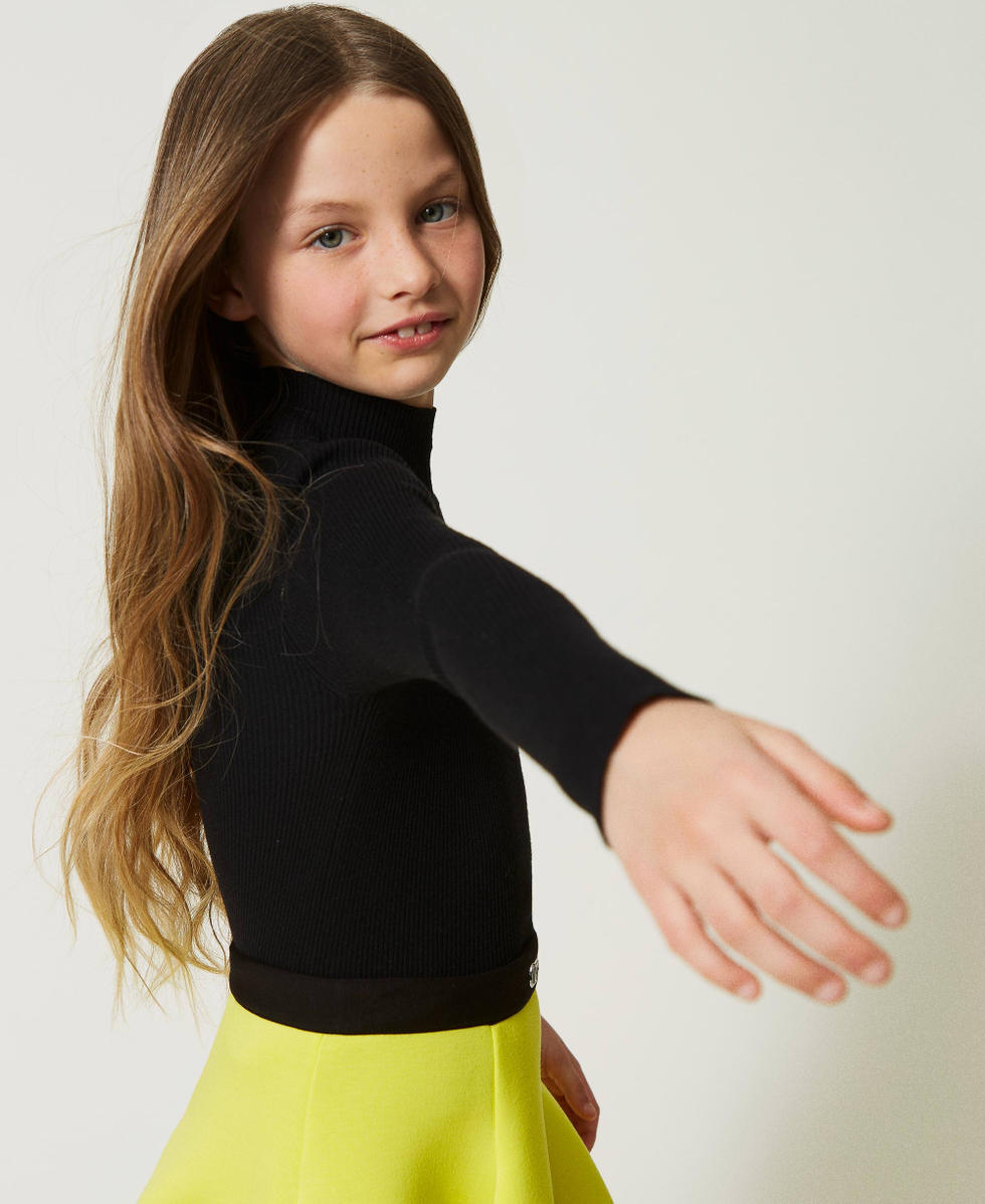 Ribbed turtleneck jumper Girl Black TWINSET Milano