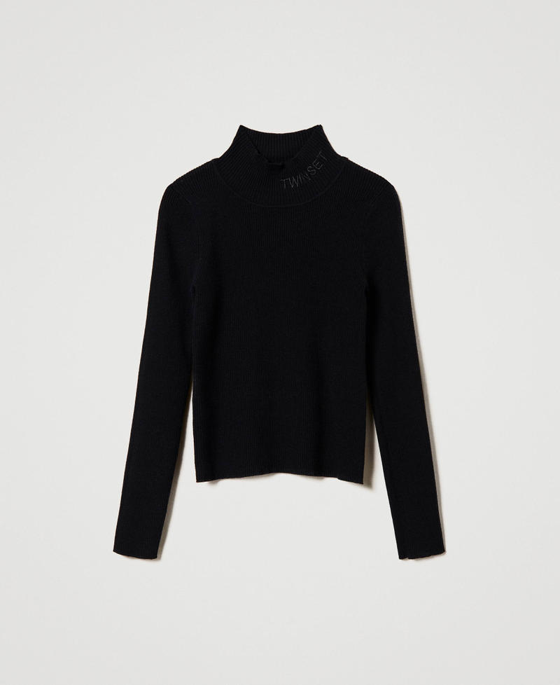 Ribbed turtleneck jumper Black Girl 232GJ390C_00006_S0