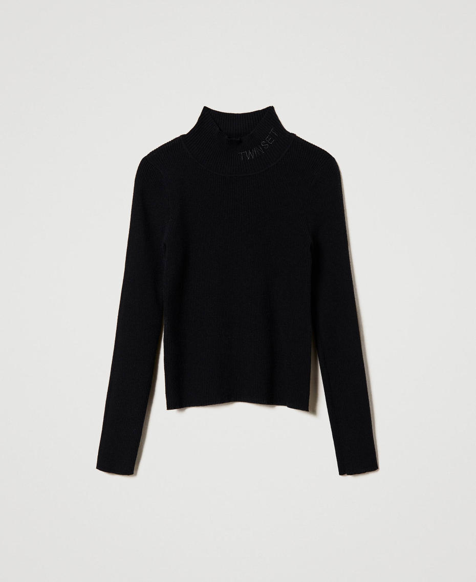 Ribbed turtleneck jumper Black Girl 232GJ390C_00006_S0