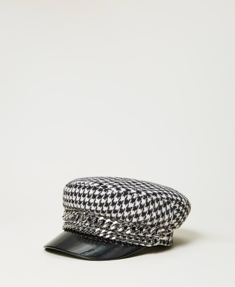 Houndstooth hat Snow / Black Houndstooth Pattern Girl 232GJ4383_05668_01