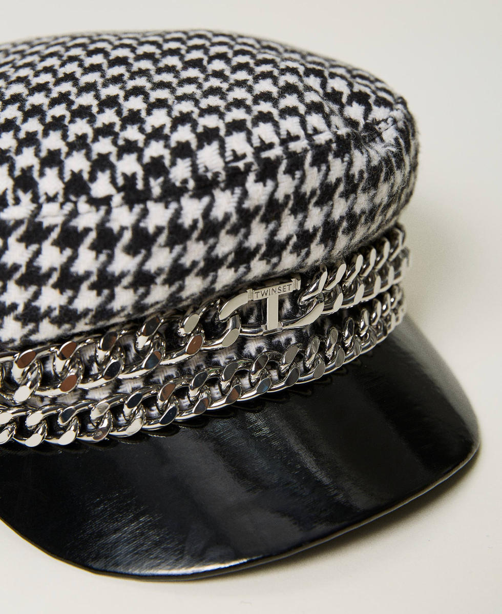 Houndstooth hat Snow / Black Houndstooth Pattern Girl 232GJ4383_05668_03