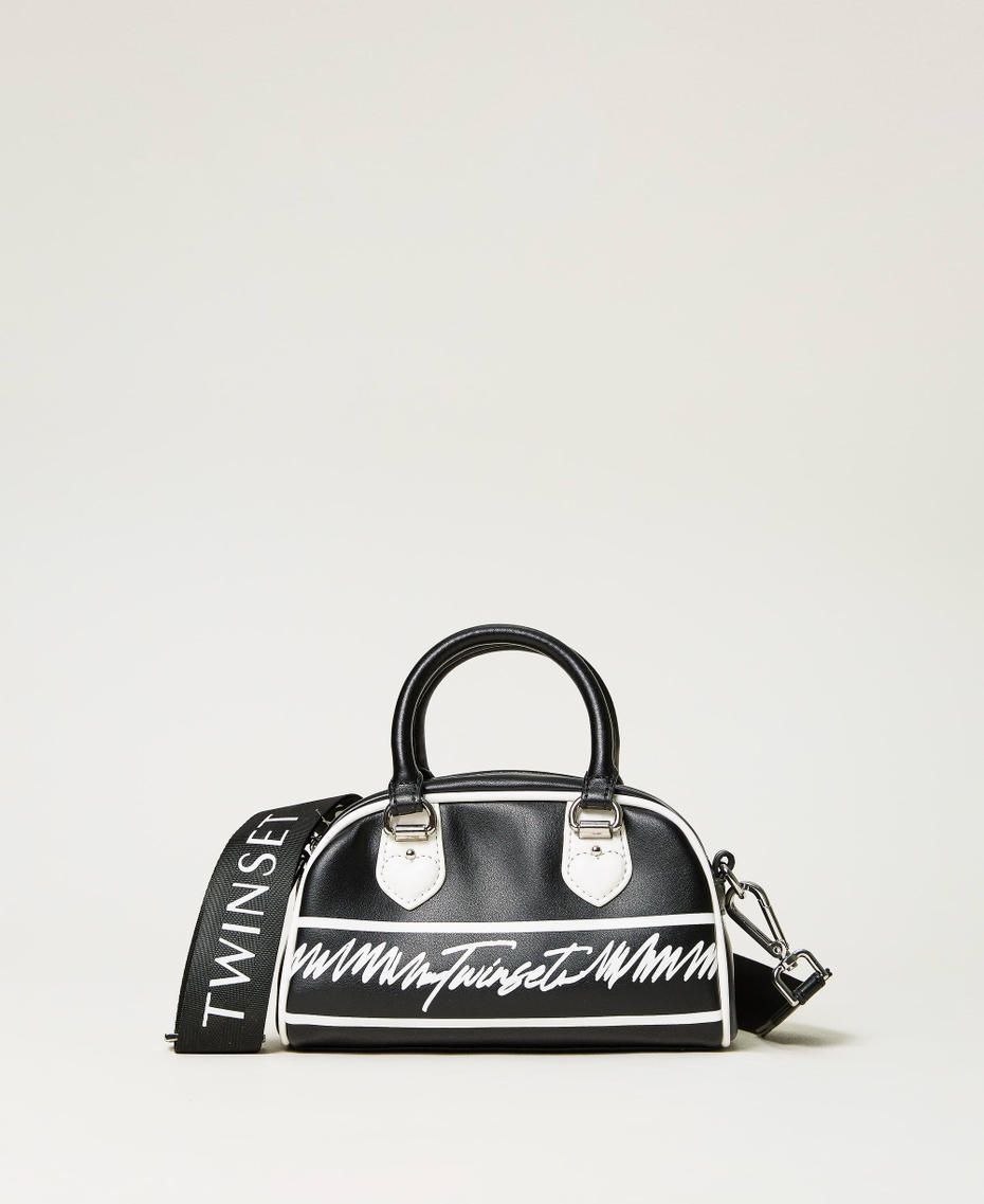 Bowler bag with lettering print Black Girl 232GJ7370-01