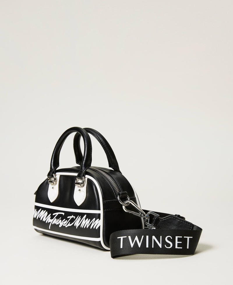 Bowler bag with lettering print Black Girl 232GJ7370-02