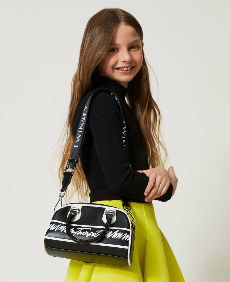 Bowler bag with lettering print