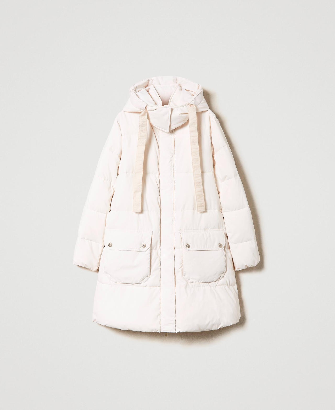 Piumino in nylon con cappuccio Bianco Vaniglia Donna 232LI22MM_00145_0S