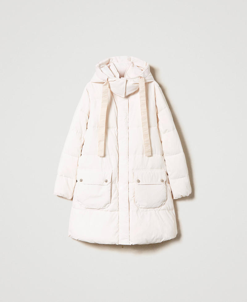 Piumino in nylon con cappuccio Bianco Vaniglia Donna 232LI22MM_00145_0S