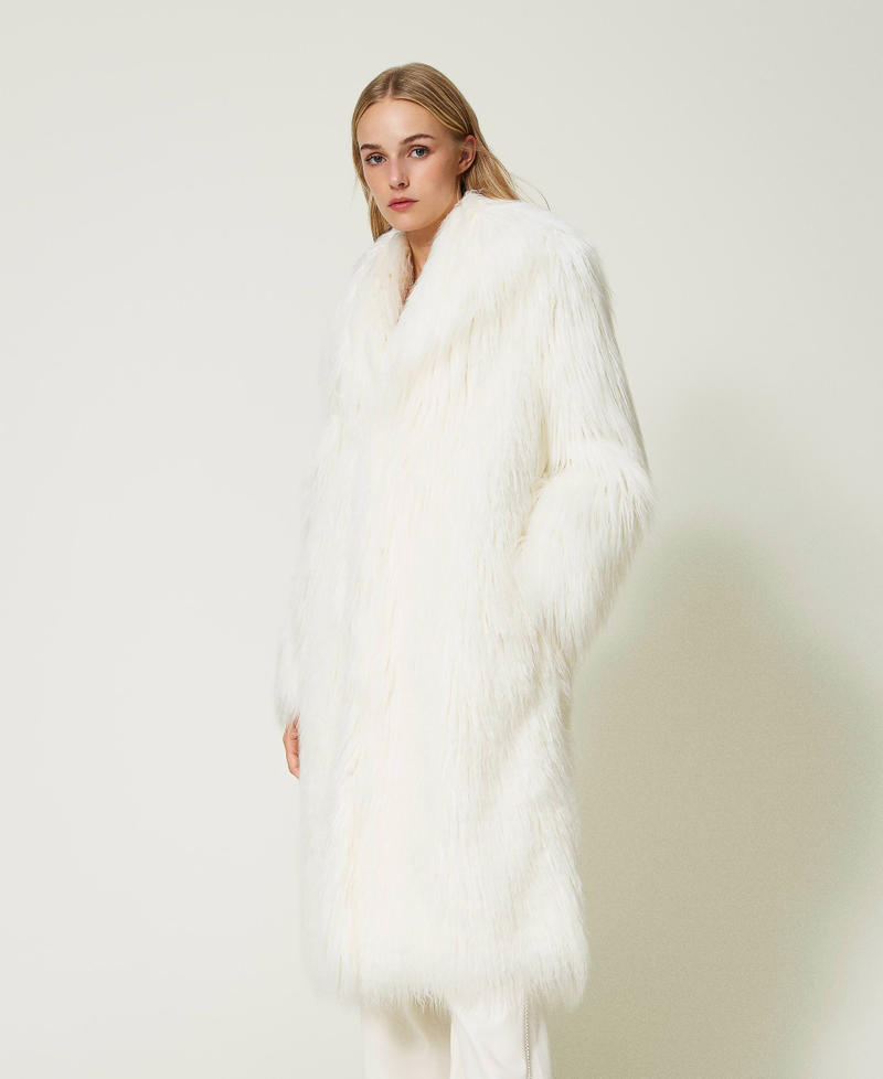 Faux fur coat Vanilla White Woman 232LI23MM-03