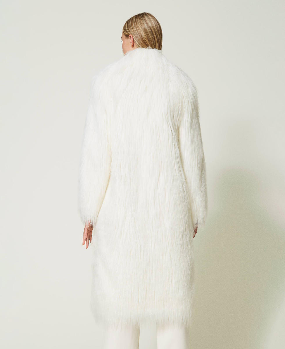 Faux fur coat Woman White TWINSET Milano