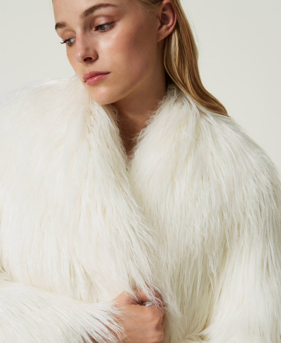 Faux fur coat long 2025 white