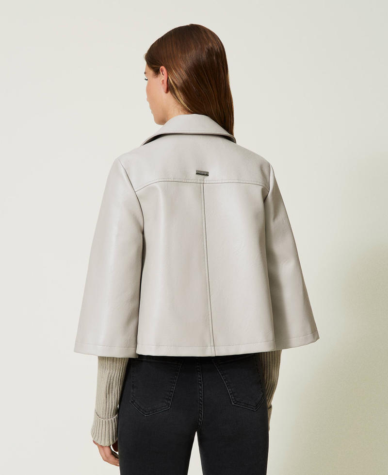 Biker jacket with knit sleeves