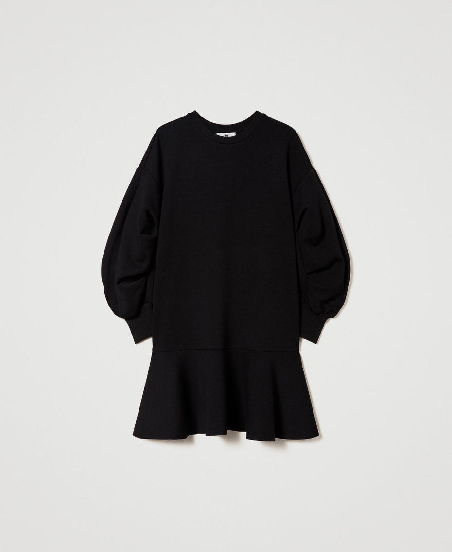 Short scuba dress with flounce Black Woman 232LI2AEE_00006_S0