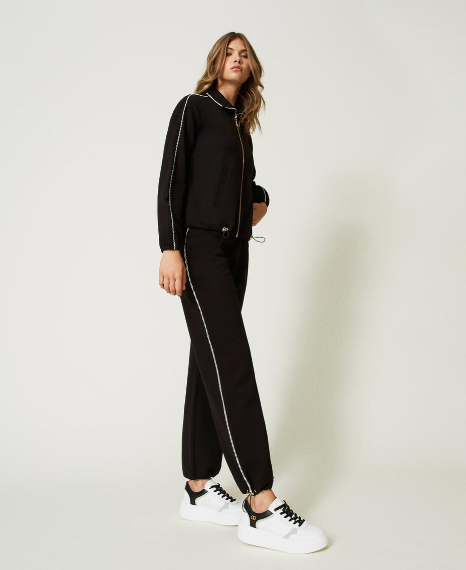 Felpa con zip e joggers  Nero Donna 232LI2BBB_00006_03
