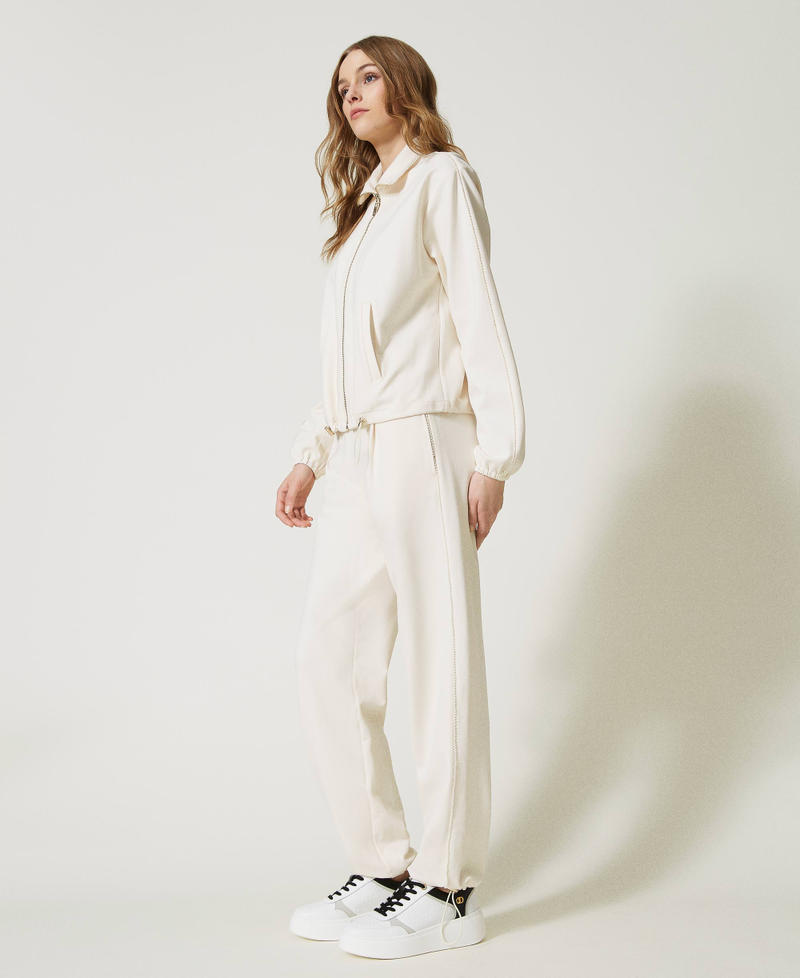 Zipped sweatshirt and joggers set Vanilla White Woman 232LI2BBB-03