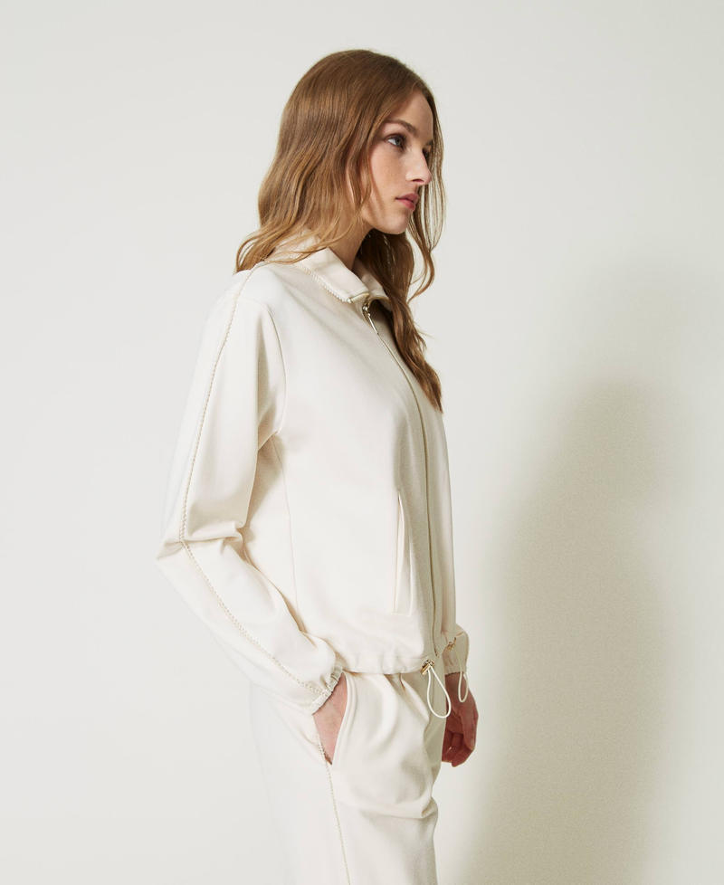 Felpa con zip e joggers  Bianco Vaniglia Donna 232LI2BBB_00145_06