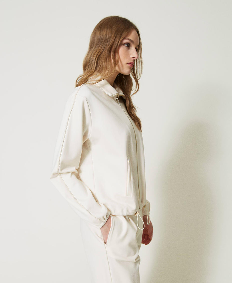 Felpa con zip e joggers  Bianco Vaniglia Donna 232LI2BBB_00145_06
