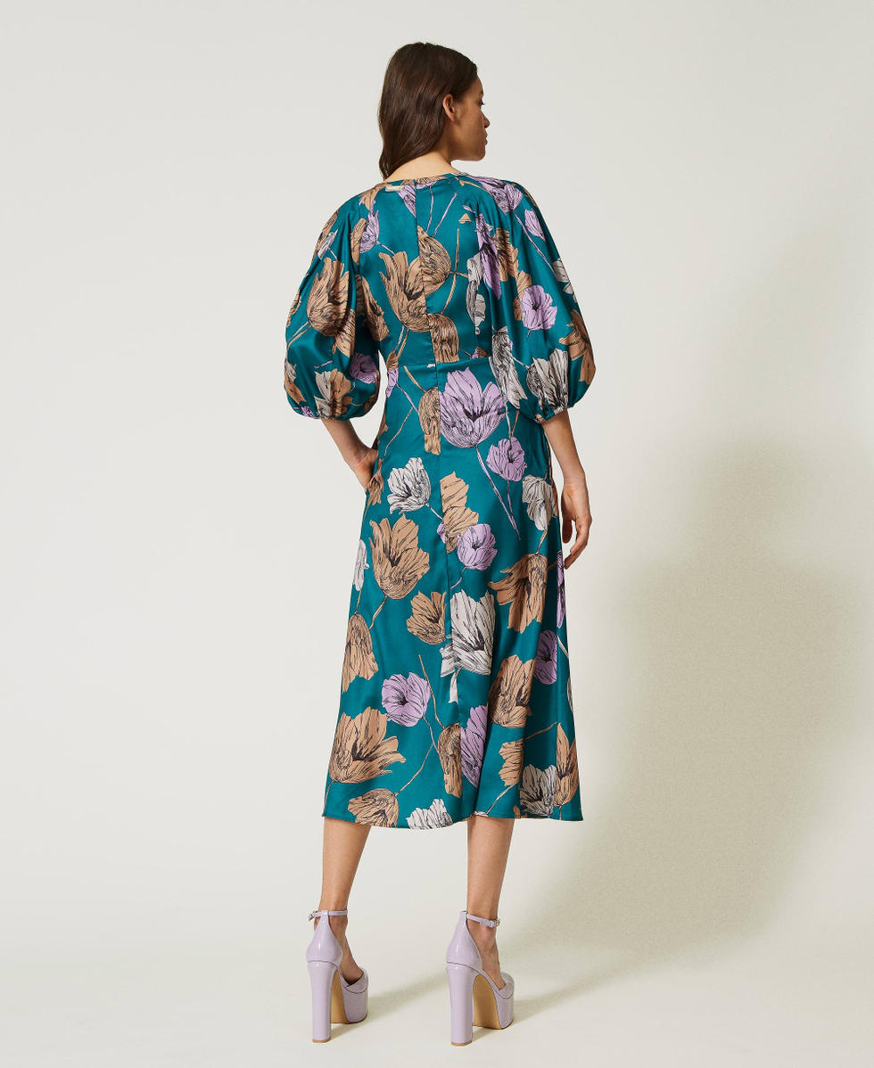 Robe midi en satin floral