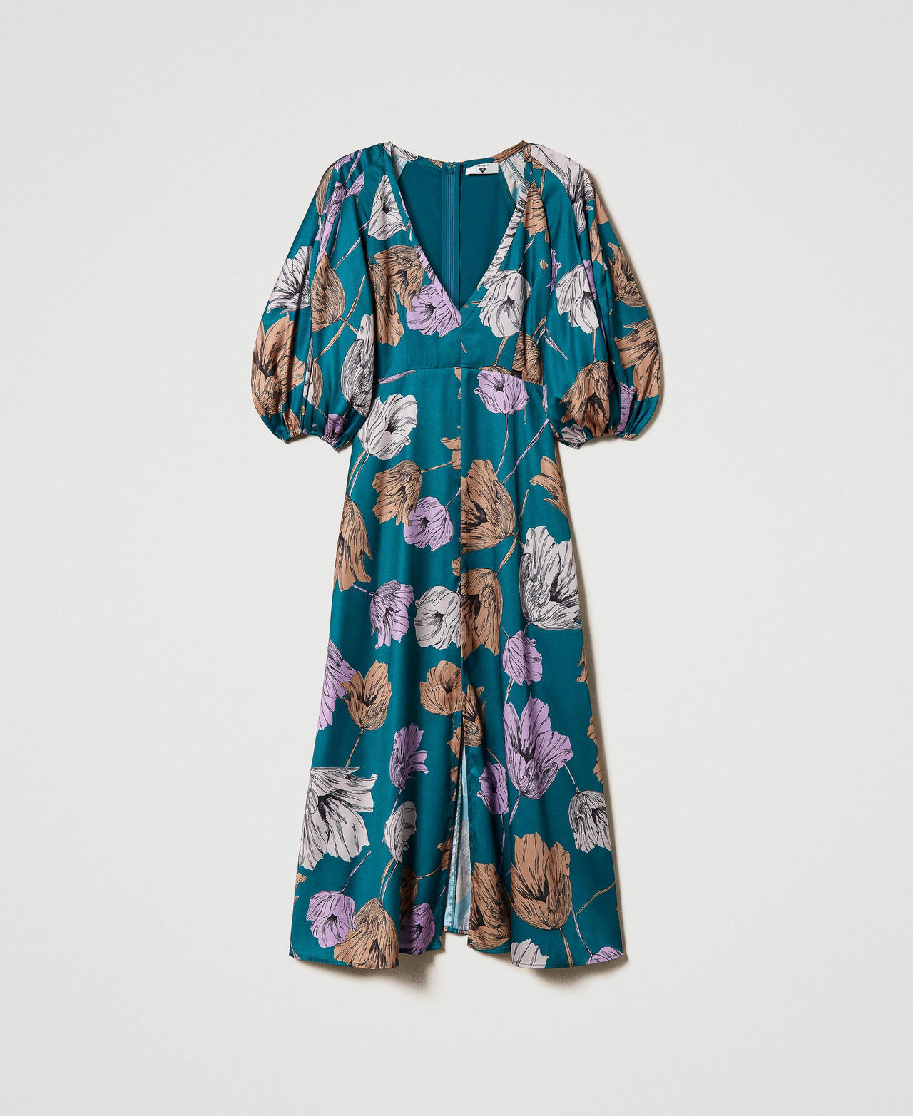 Floral satin midi dress
