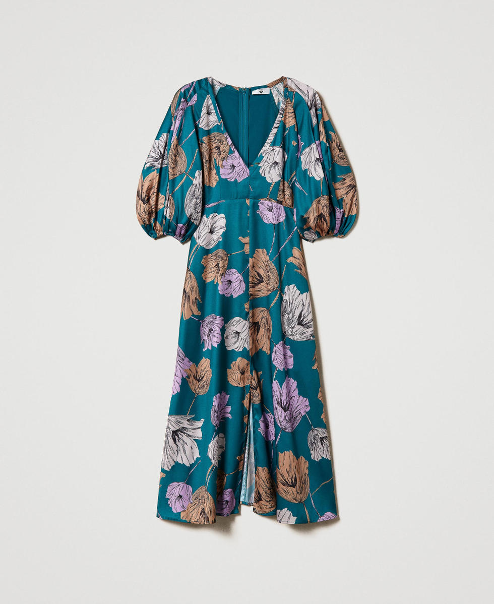 Robe midi en satin floral