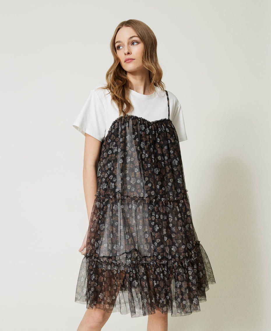 Short floral tulle dress
