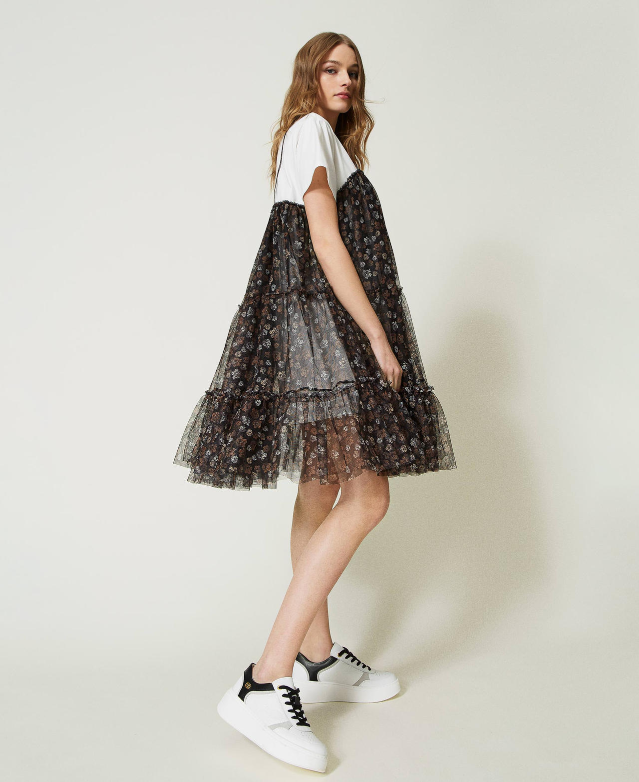 Short floral tulle dress