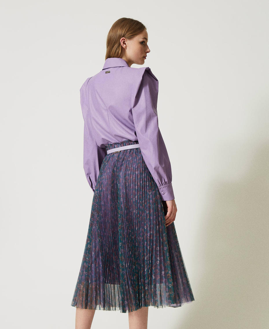 Jupe mi-longue en tulle floral
