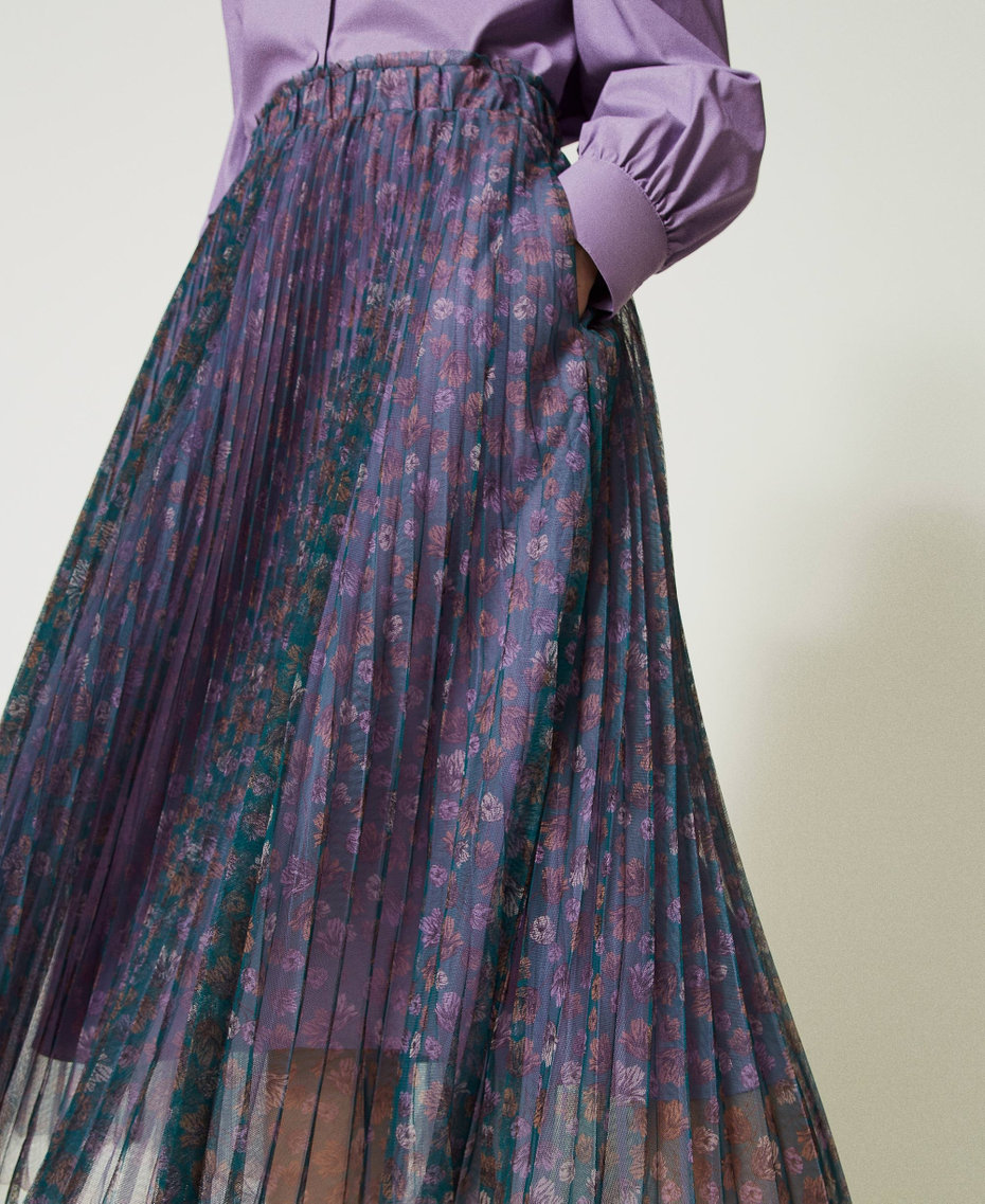 Jupe mi-longue en tulle floral