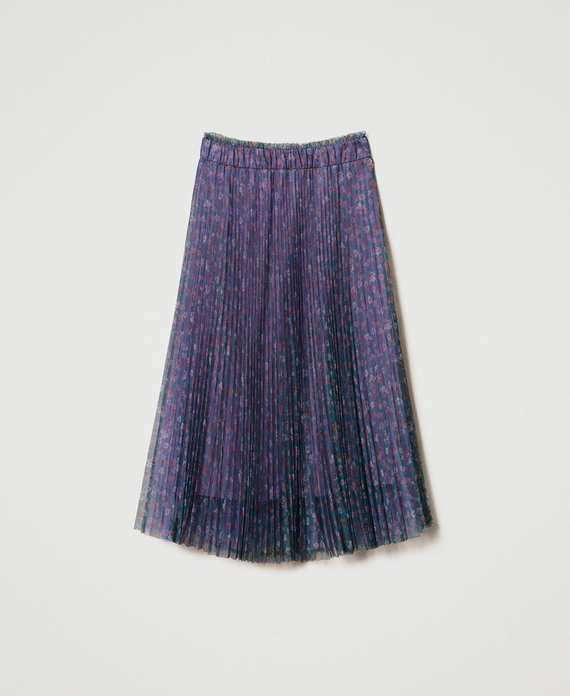 Jupe mi-longue en tulle floral