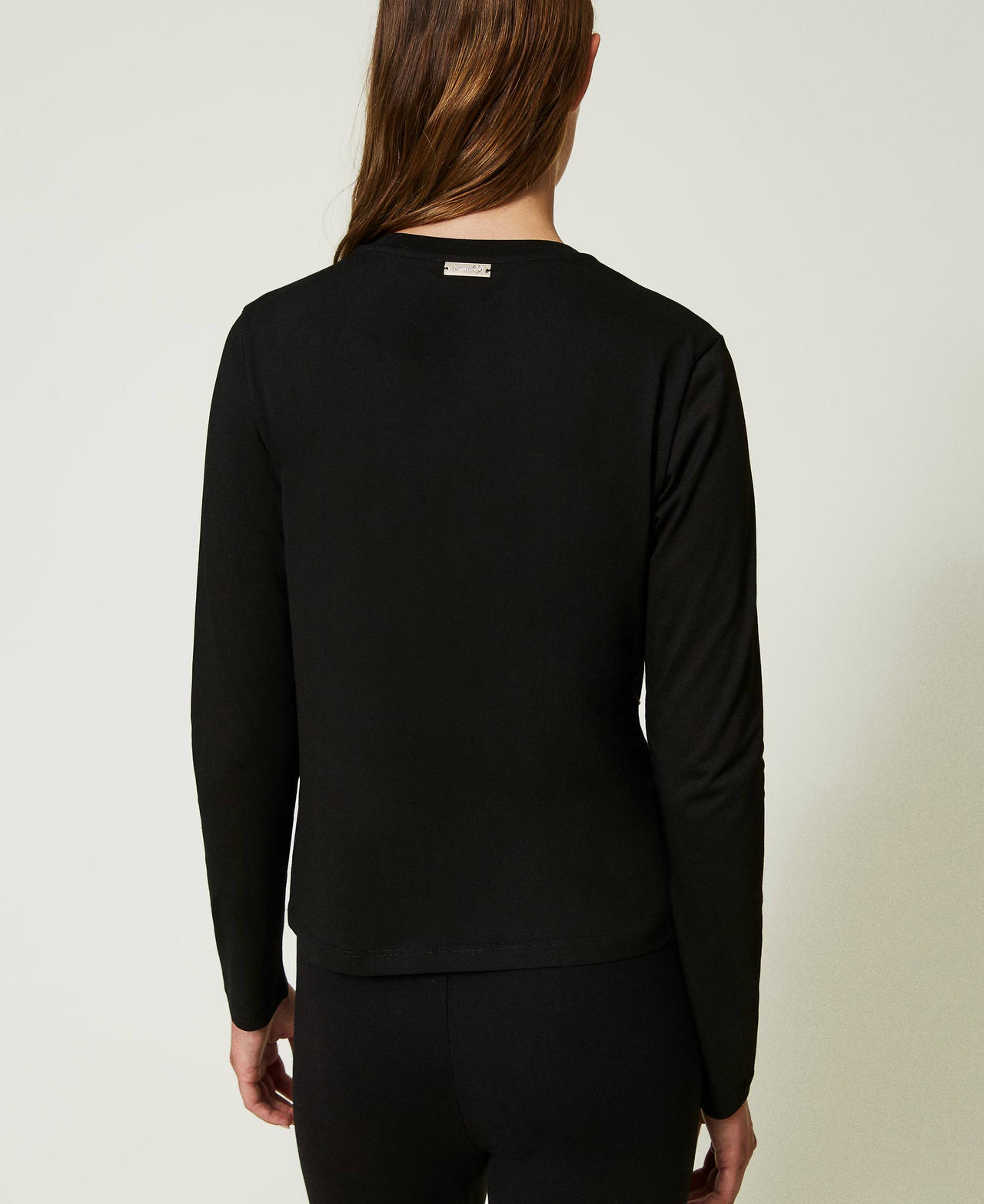 T-shirt with pearl and rhinestone embroidery