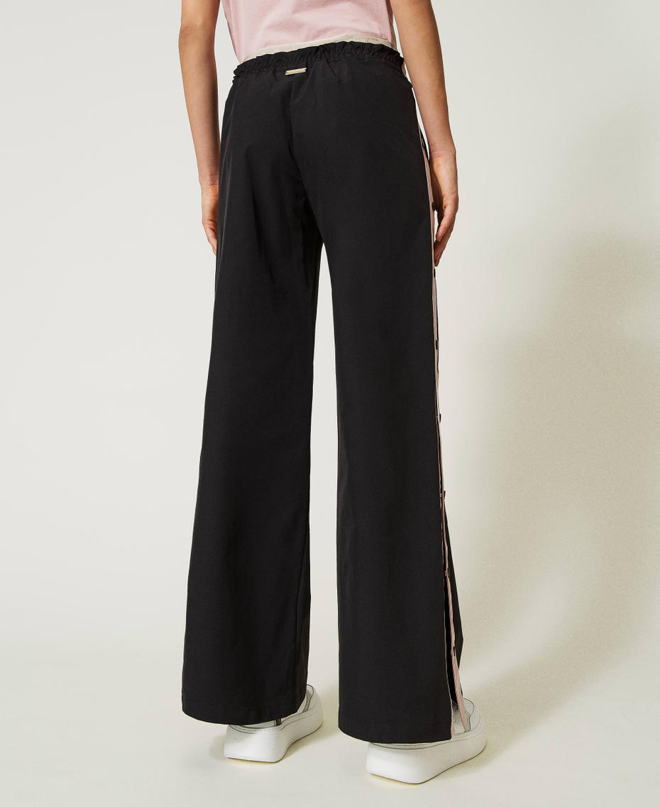Wide trousers with side buttons Multicolour Black / Violet Ice / Silver Woman 232LI2FAA_10899_03