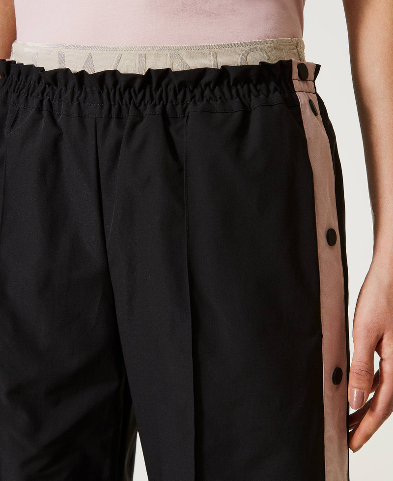 Wide trousers with side buttons Multicolour Black / Violet Ice / Silver Woman 232LI2FAA_10899_04