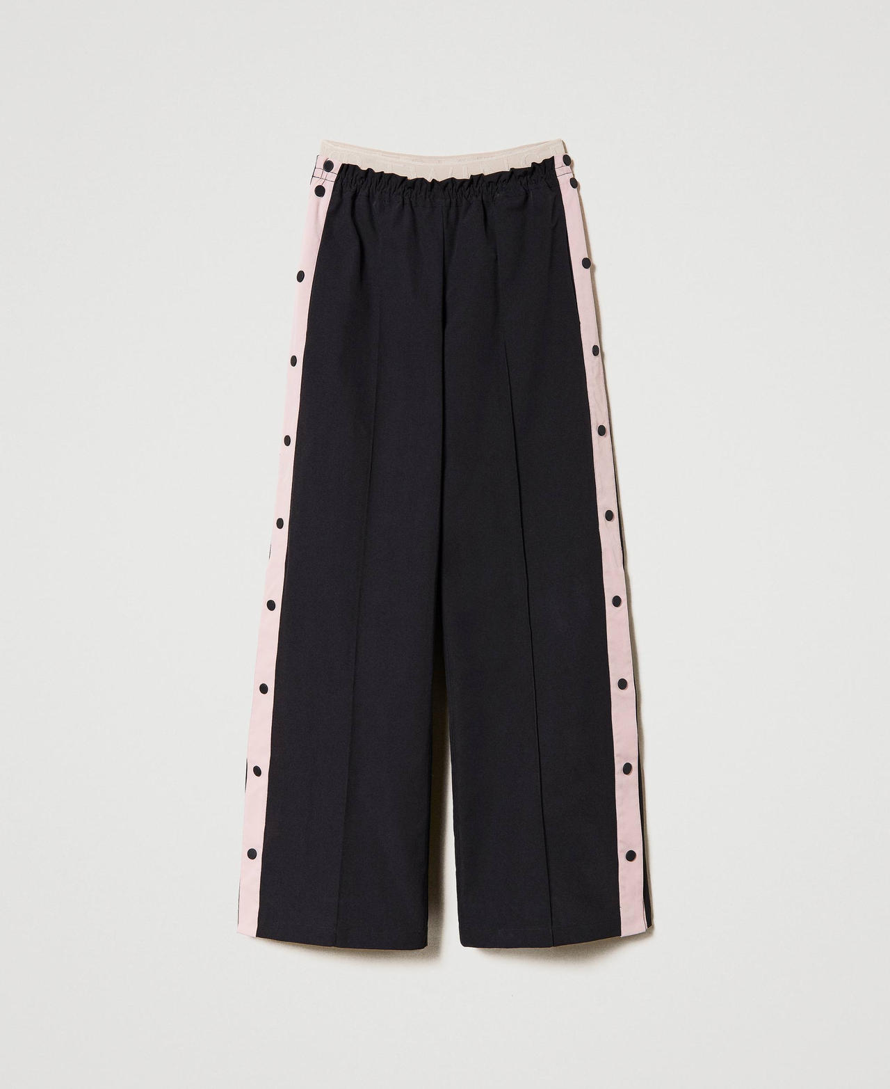 Wide trousers with side buttons Multicolour Black / Violet Ice / Silver Woman 232LI2FAA_10899_0S