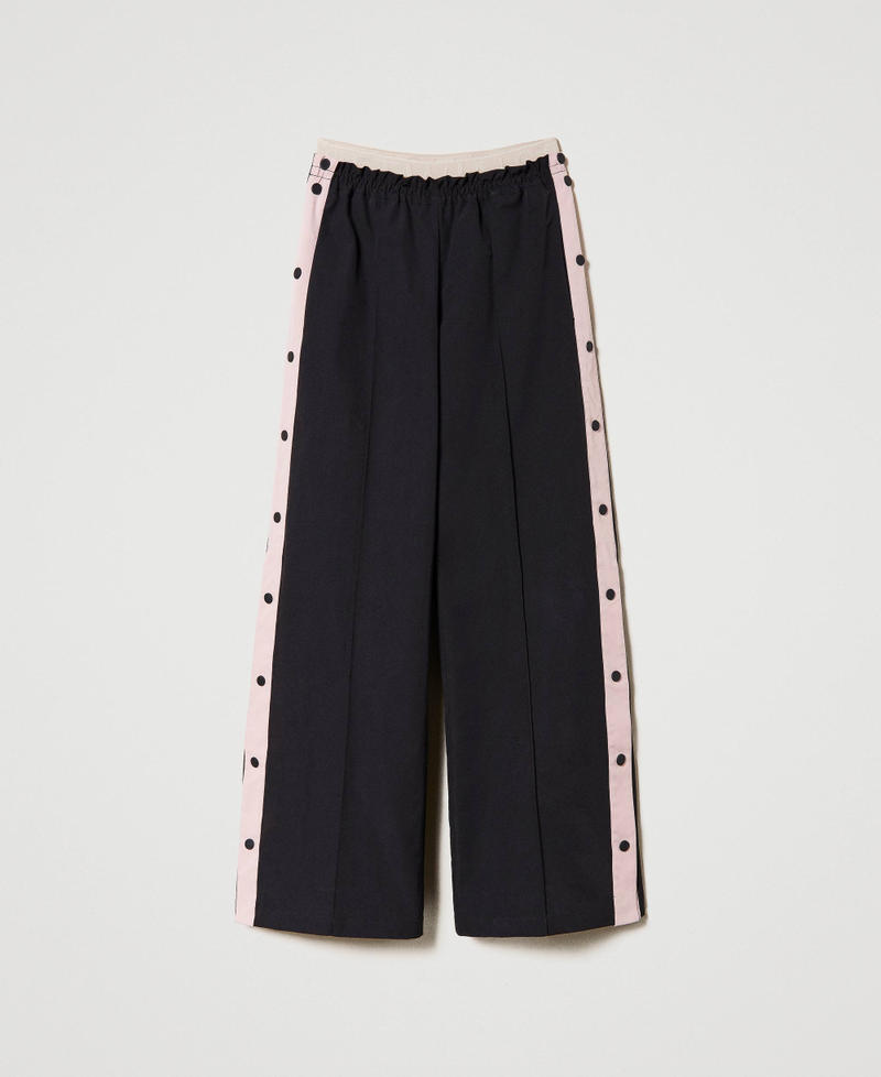 Wide trousers with side buttons Multicolour Black / Violet Ice / Silver Woman 232LI2FAA_10899_0S