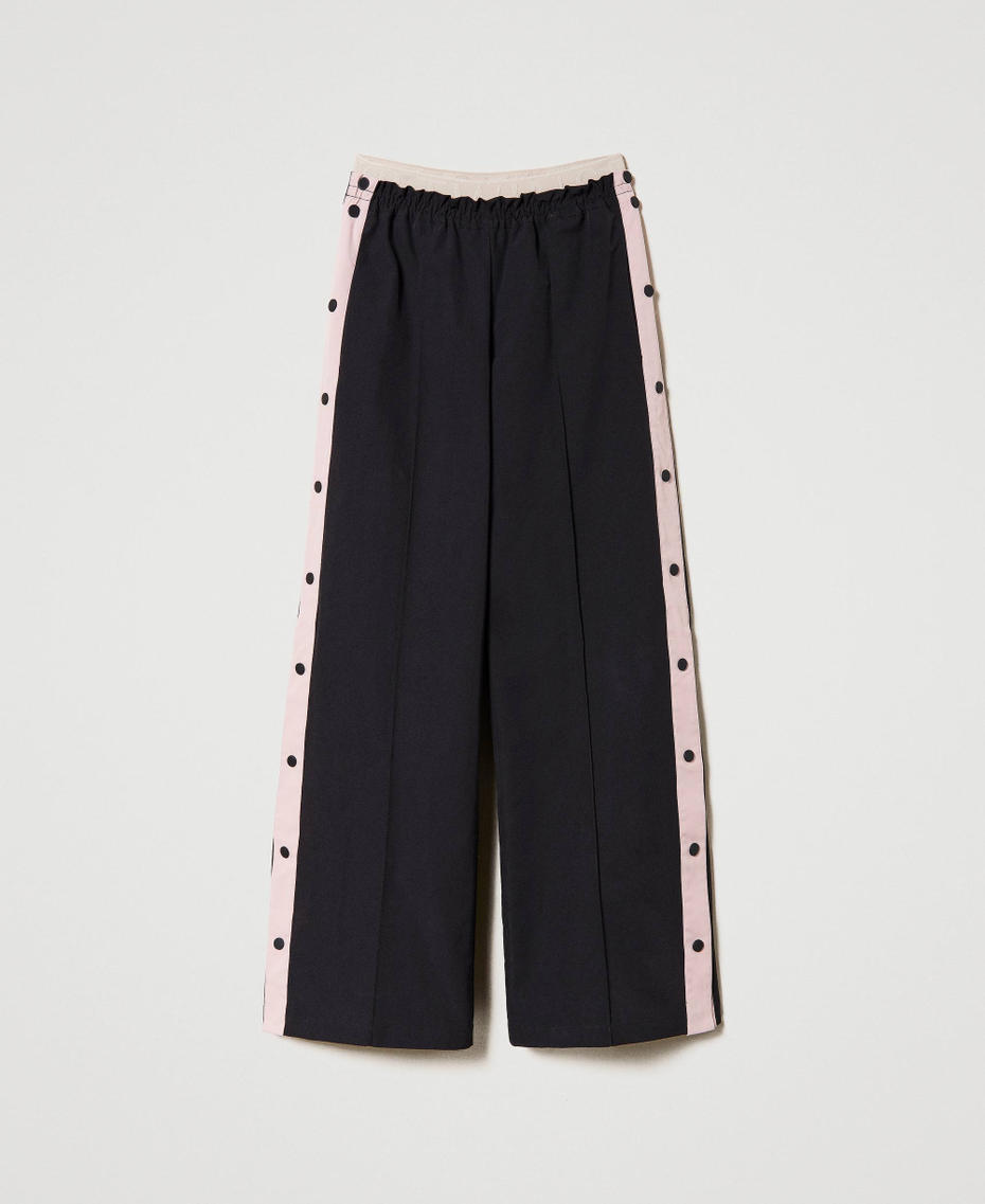Wide trousers with side buttons Multicolour Black / Violet Ice / Silver Woman 232LI2FAA_10899_S0