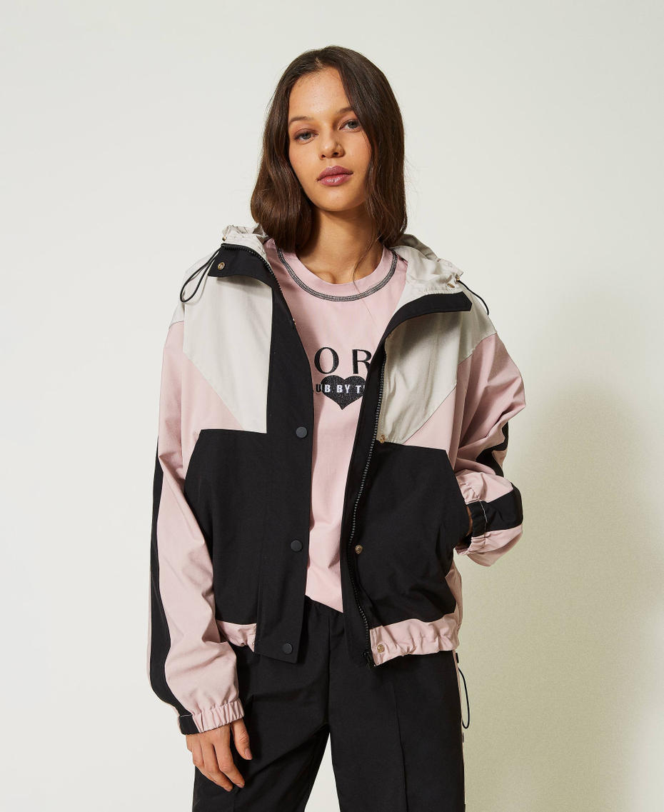 Blouson color block avec capuche