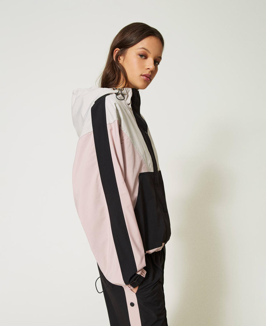 Blouson color block avec capuche