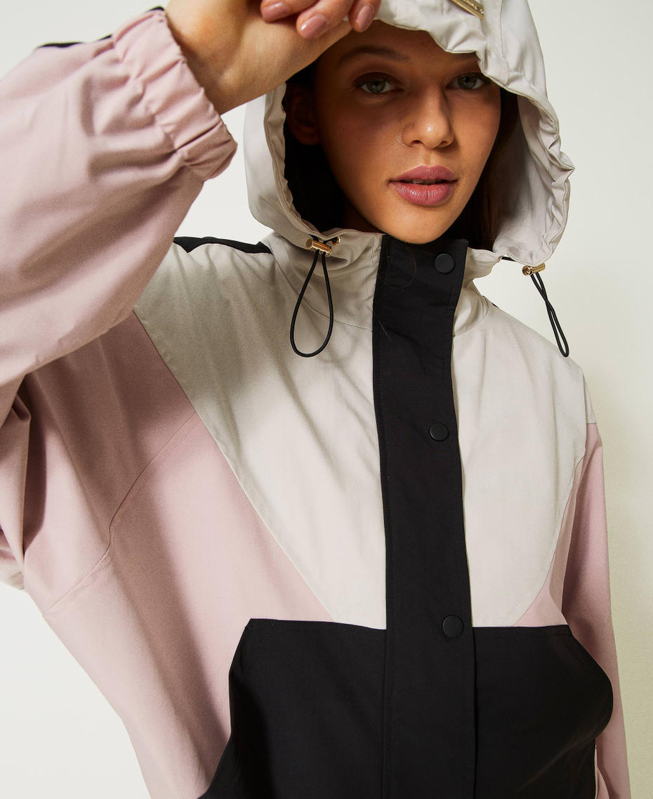Blouson color block avec capuche