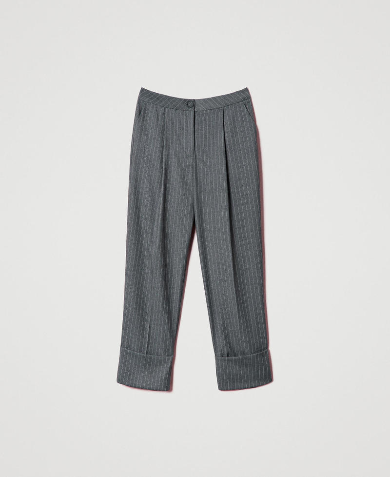 Pantalón ancho plisado Nala de raya diplomática marrón oscuro