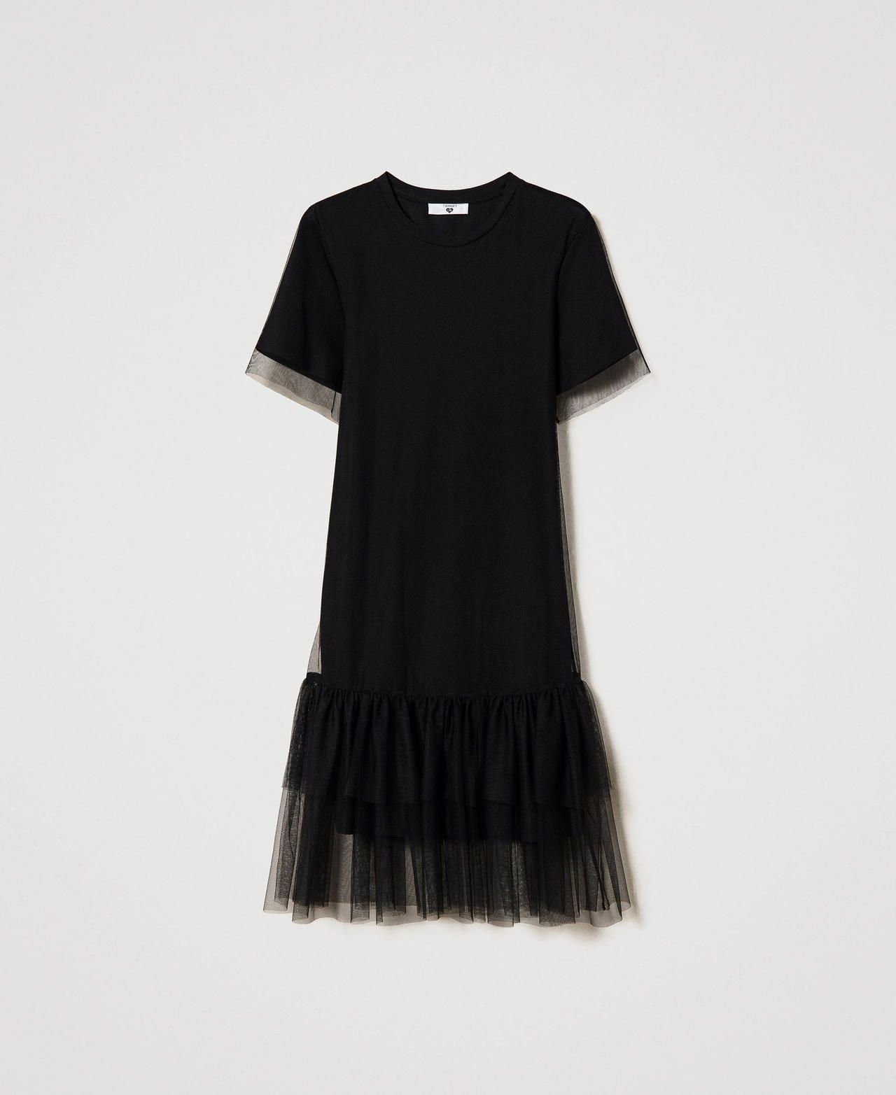 Midi dress doubled with tulle