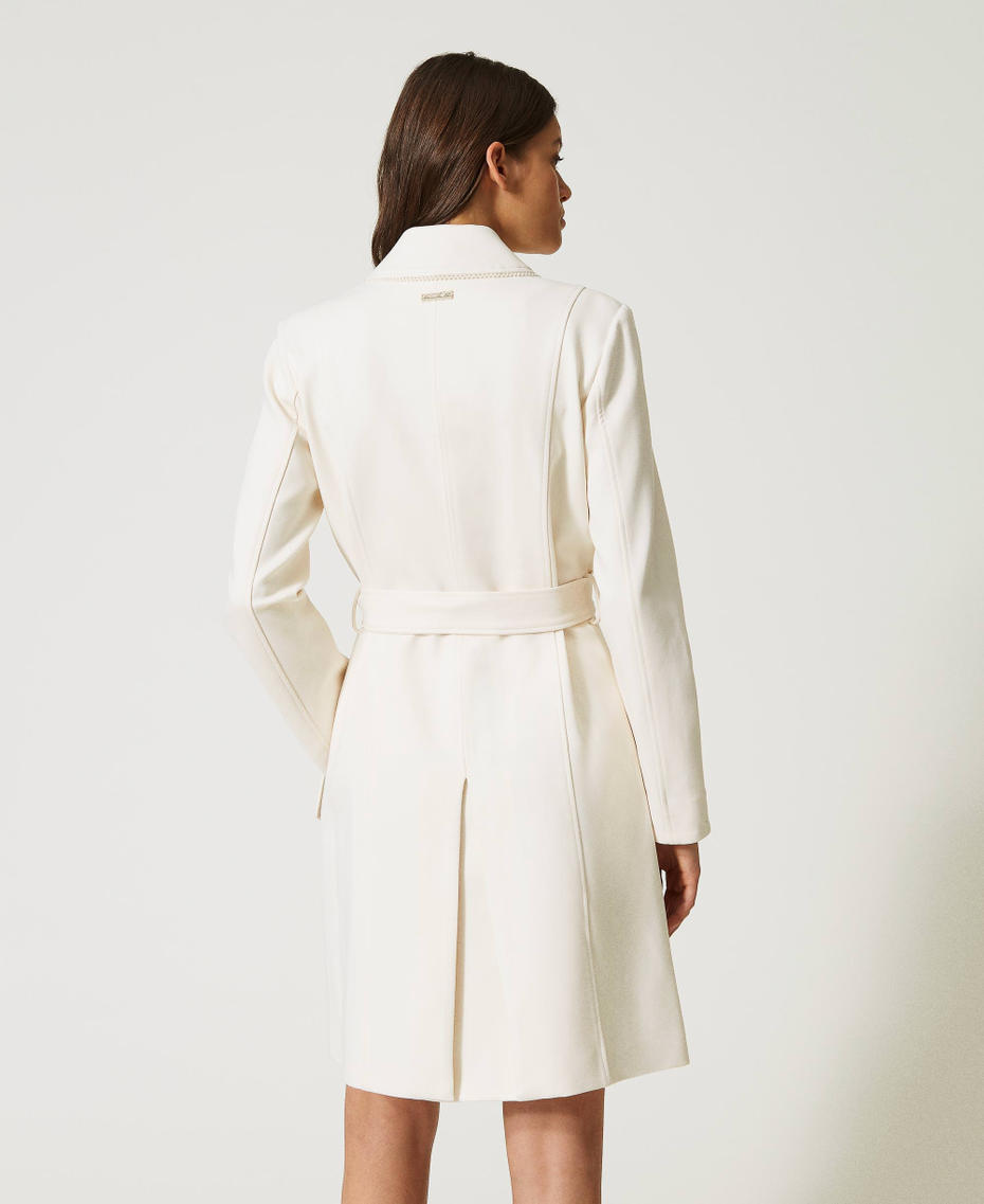 Zweireihiger Trenchcoat mit Perlchen Weiß Vanille Frau 232LI2PAA_00145_03