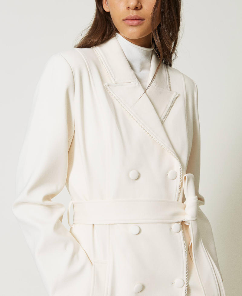 Double-breasted trench coat with pearls Vanilla White Woman 232LI2PAA-04