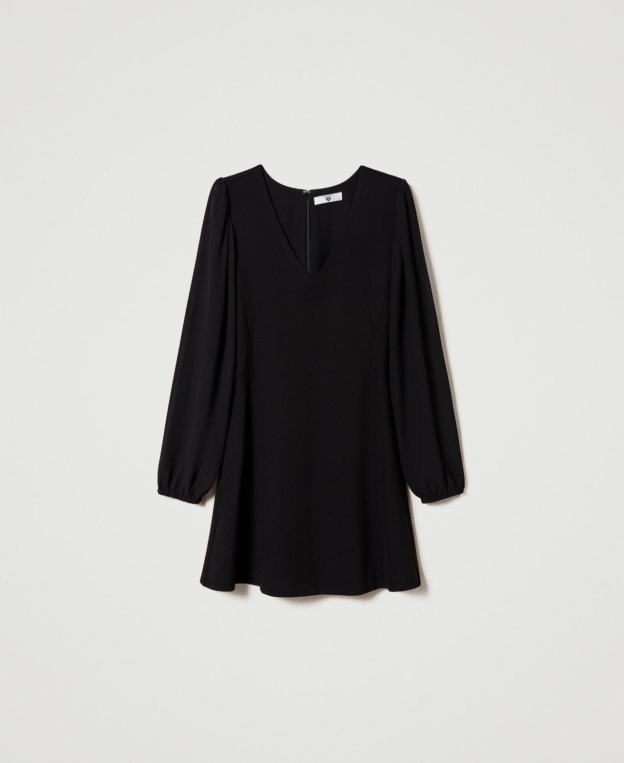Short dress with georgette sleeves Black Woman 232LI2PFF-0S