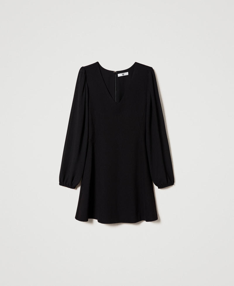 Short dress with georgette sleeves Woman, Black | TWINSET Milano
