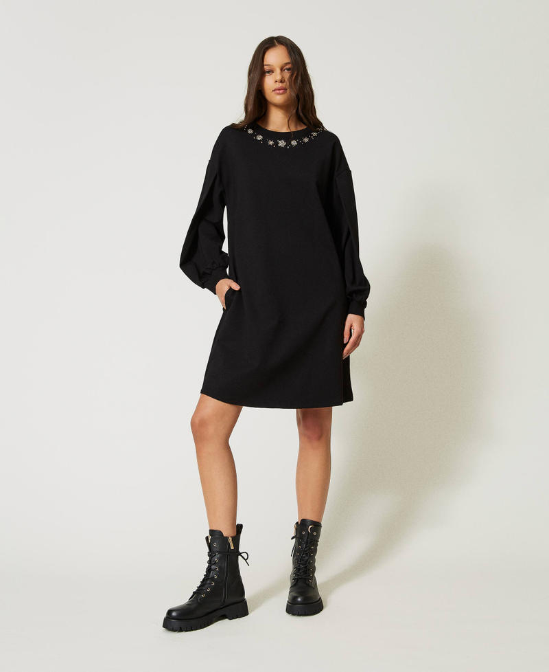 Short dress with embroidery Black Woman 232LI2PJJ-01