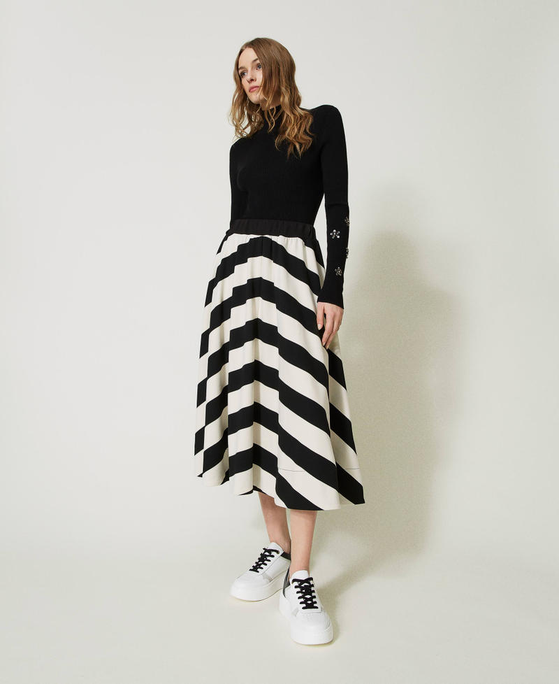 Midi skirt with chevron stripes