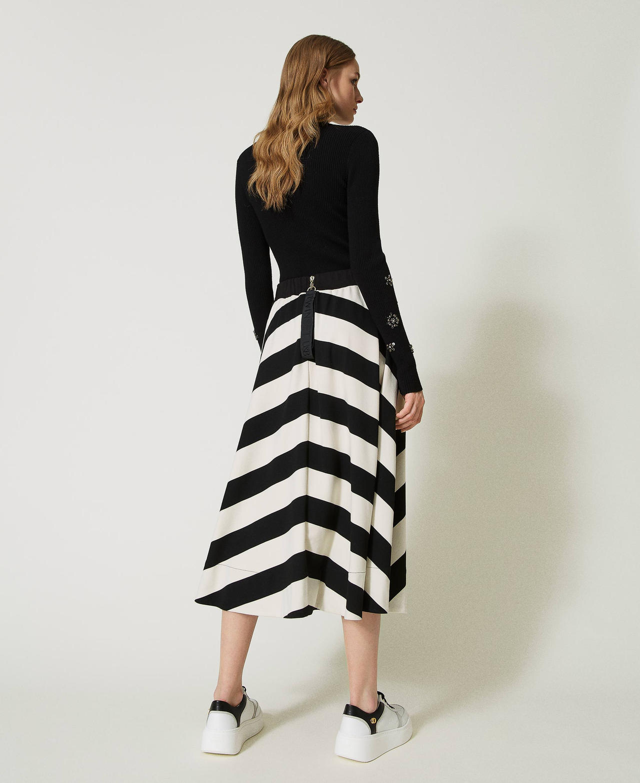 Midi skirt with chevron stripes