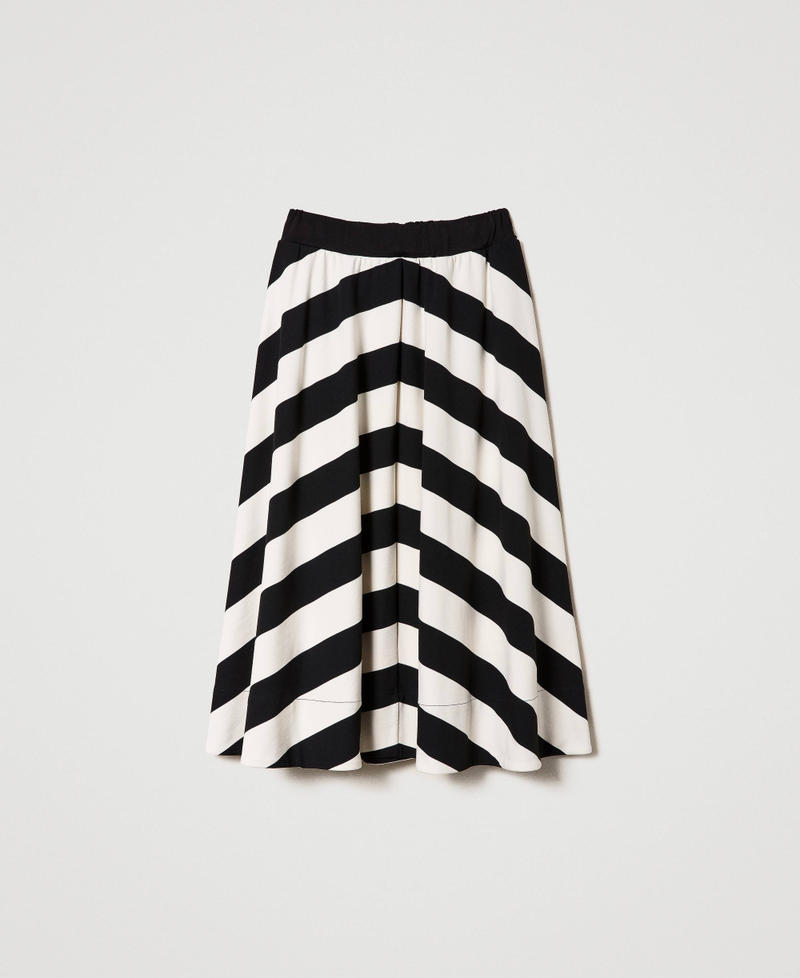 Midi skirt with chevron stripes Vanilla / Black Woman 232LI2QAA-0S