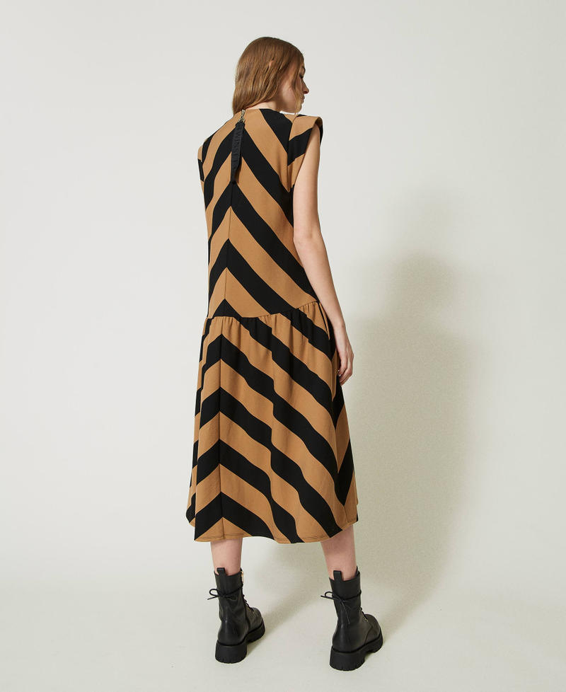 Midi dress with chevron stripes Two-tone Camel / Black Woman 232LI2QEE-03