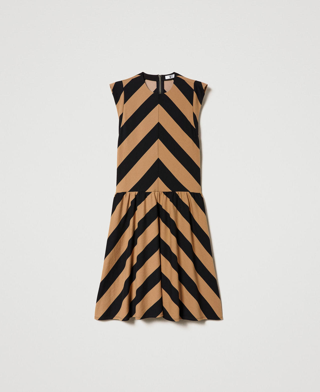 Midi dress with chevron stripes